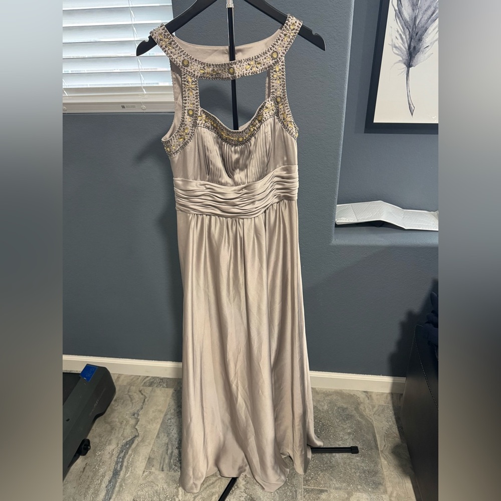 Chic Beaded Prom Dress in Silver